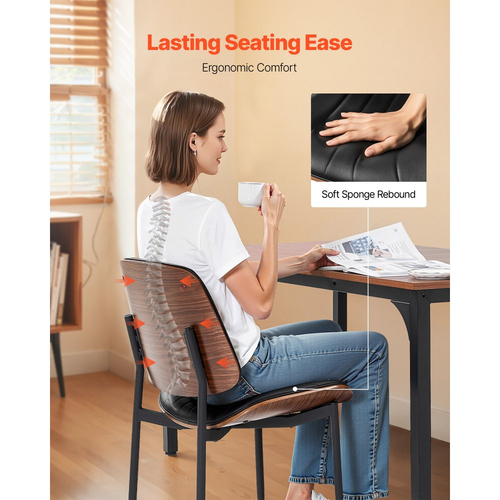 Σετ 6 μοντέρνων καρεκλών τραπεζαρίας VEVOR, Δερμάτινη πλευρική καρέκλα με ταπετσαρία για τραπέζια φαγητού, Καρέκλα κουζίνας που εξοικονομεί χώρο με χοντρά μαξιλάρια και μεταλλικά πόδια, μαύρη