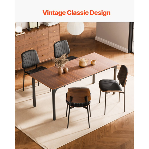 Σετ 6 μοντέρνων καρεκλών τραπεζαρίας VEVOR, Δερμάτινη πλευρική καρέκλα με ταπετσαρία για τραπέζια φαγητού, Καρέκλα κουζίνας που εξοικονομεί χώρο με χοντρά μαξιλάρια και μεταλλικά πόδια, μαύρη