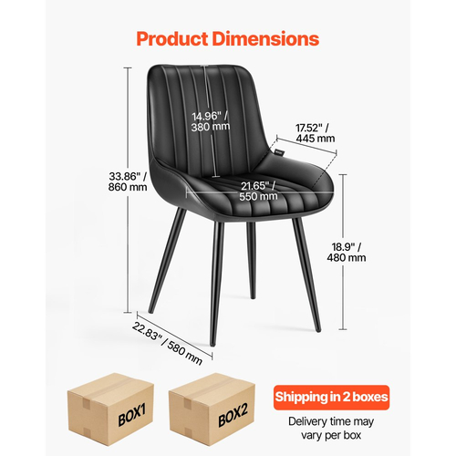 Σετ 8 μοντέρνων καρεκλών τραπεζαρίας VEVOR, πλαϊνή καρέκλα με ταπετσαρία από ύφασμα για τραπέζια φαγητού, καρέκλα τραπεζιού κουζίνας που εξοικονομεί χώρο με χοντρά μαξιλάρια και μεταλλικά πόδια, μαύρη