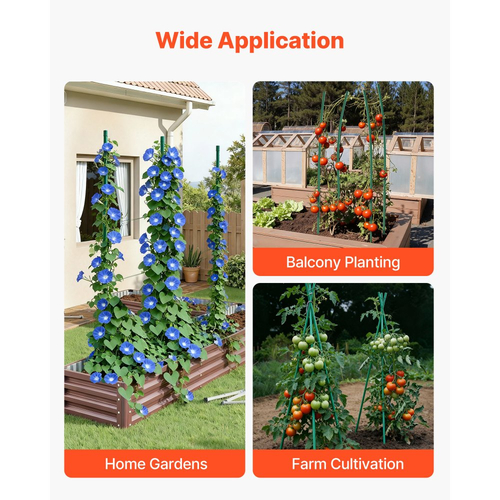 Πασσάλους κήπου VEVOR, Συσκευασία των 25, 1800 mm, Μεταλλικοί πασσάλοι ντομάτας με πλαστική επίστρωση, Ραβδιά κήπου για στήριξη φυτών, με μυτερό άκρο και αντιολισθητικά εξογκώματα για καλλιέργεια αναρριχώμενων φυτών, Λαχανικά εξωτερικού χώρου