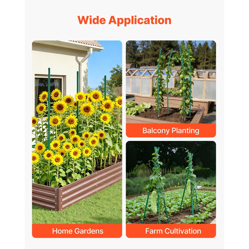 Πασσάλους κήπου VEVOR, Συσκευασία των 15, 1705 mm, Μεταλλικοί πασσάλοι ντομάτας με πλαστική επίστρωση, Ραβδιά κήπου για στήριξη φυτών, με μυτερό άκρο και αντιολισθητικά εξογκώματα για καλλιέργεια αναρριχώμενων φυτών, Λαχανικά εξωτερικού χώρου