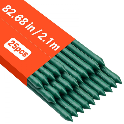 Πασσάλους κήπου VEVOR, Συσκευασία των 25, 2100 mm, Μεταλλικοί πασσάλοι ντομάτας με πλαστική επίστρωση, Ραβδιά κήπου για στήριξη φυτών, με μυτερό άκρο και αντιολισθητικά εξογκώματα για καλλιέργεια αναρριχώμενων φυτών, Λαχανικά εξωτερικού χώρου