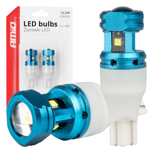 Amio - Λάμπες LED CANBUS T15 (W16W) 4SMD 1860XS Λευκή 6000K 12V/24V για Φώτα Όπισθεν, Πινακίδας & Χώρου Αποσκευών - 2τεμ. (04251/AM)