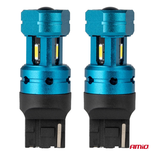Amio - Λάμπες LED CANBUS T20 7440 W21W 4SMD 1860 Λευκή 6000K – 12/24V - 2 Τεμ. (04254/AM)