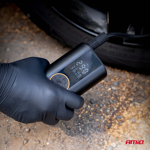 Amio - Φορητός Αεροσυμπιεστής Μπαταρίας ACOMP-25 40W έως 10 bar με Οθόνη LED & Φακό – USB-C - 1 Τεμ. (04414/AM)