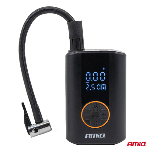 Amio - Φορητός Αεροσυμπιεστής Μπαταρίας ACOMP-25 40W έως 10 bar με Οθόνη LED & Φακό – USB-C - 1 Τεμ. (04414/AM)