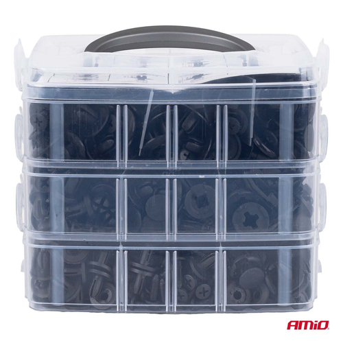 Amio - Σετ Κλιπς & Πριτσινιών Αμαξώματος με Εργαλεία Αφαίρεσης 650 τεμ. – Για Αυτοκίνητα & Μοτοσυκλέτες - 1 τεμ. (04433/AM)