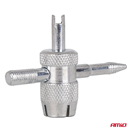 Amio - Πολυεργαλείο Βαλβίδας Ελαστικών 4-σε-1 (4-Way Valve Tool) – Για Αυτοκίνητα, Μοτοσυκλέτες & Ποδήλατα - 1 τεμ. (04471/AM)