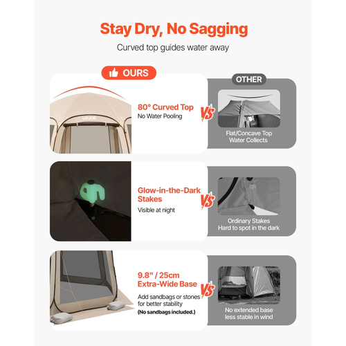 Σκηνή VEVOR με Σίτες, 3660 x 3380 x 2300 mm, Σκηνή με Αναδυόμενο Σίτες για 10-12 Άτομα, Φορητή με Σίτες σε Τέντα με Τσάντα Μεταφοράς, Διχτυωτά Πλαϊνά, Πασσάλους Εδάφους, για Κήπο, Βεράντα, Υπαίθριες Δραστηριότητες, Μπεζ
