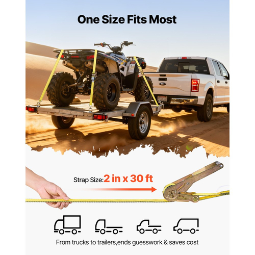 Ιμάντες καστάνιας VEVOR, 50,8 mm x 9,1 m, Ιμάντες πρόσδεσης βαρέως τύπου με διπλό γάντζο J, αντοχή σε θραύση 4536 kg, Δέσιμο με καστάνια για μετακίνηση, ρυμουλκούμενα, μοτοσικλέτες, καγιάκ, οροφή αυτοκινήτου, 10 τεμάχια