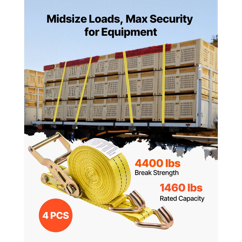 Ιμάντες καστάνιας VEVOR, 38,1 mm x 6,1 m, Ιμάντες πρόσδεσης βαρέως τύπου με διπλό γάντζο J, αντοχή σε θραύση 2000 kg, τσάντα μεταφοράς, δέσιμο με καστάνια για μετακίνηση, ρυμουλκούμενα, μοτοσικλέτες, καγιάκ, οροφή αυτοκινήτου, 4 τεμάχια