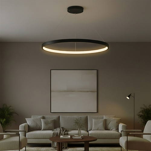 kelvo® NEMESIS KLV-101-0214 Κρεμαστό Φωτιστικό Οροφής LED 75W 7500lm 180° AC 220-240V IP20 Ρυθμιζόμενο Λευκό CCT με Χειριστήριο από 2700K έως 6000K Dimmable - Lumileds SMD Chip - Μαύρο Ματ - Μ100 x Π100 x Υ4cm - 3 Χρόνια Εγγύηση