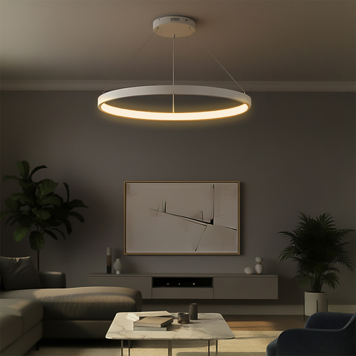 kelvo® NEMESIS KLV-101-0215 Κρεμαστό Φωτιστικό Οροφής LED 75W 7500lm 180° AC 220-240V IP20 Ρυθμιζόμενο Λευκό CCT με Χειριστήριο από 2700K έως 6000K Dimmable - Lumileds SMD Chip - Λευκό Ματ - Μ100 x Π100 x Υ4cm - 3 Χρόνια Εγγύηση