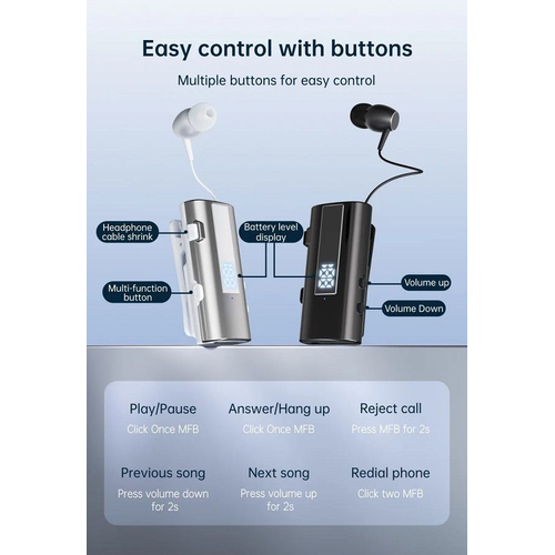 Ασύρματο ακουστικό Bluetooth - K92 - 230632 - Grey