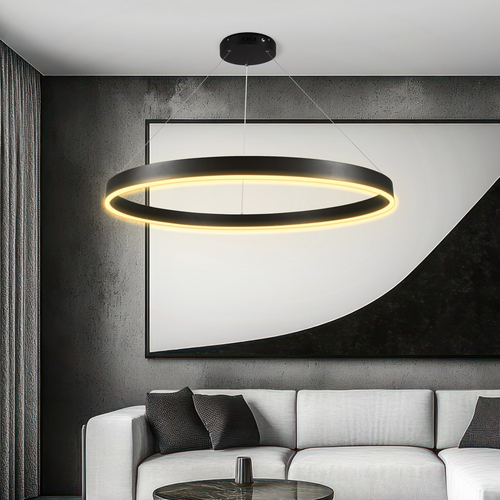 kelvo® VENOM KLV-101-0193 Κρεμαστό Φωτιστικό Οροφής LED 75W 7500lm 120° AC 220-240V IP20 Ρυθμιζόμενο Λευκό CCT με Χειριστήριο από 2700K έως 6000K Dimmable - Lumileds SMD Chip - Μαύρο Ματ - Μ100 x Π100 x Υ6.5cm - 3 Χρόνια Εγγύηση