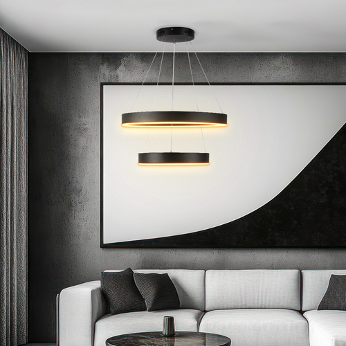 kelvo® VENOM KLV-101-0196 Κρεμαστό Φωτιστικό Οροφής LED 75W 7500lm 120° AC 220-240V IP20 Ρυθμιζόμενο Λευκό CCT με Χειριστήριο από 2700K έως 6000K Dimmable - Lumileds SMD Chip - Μαύρο Ματ - Μ60 x Π60 x Υ40cm - 3 Χρόνια Εγγύηση