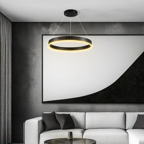 kelvo® VENOM KLV-101-0187 Κρεμαστό Φωτιστικό Οροφής LED 45W 4500lm 120° AC 220-240V IP20 Ρυθμιζόμενο Λευκό CCT με Χειριστήριο από 2700K έως 6000K Dimmable - Lumileds SMD Chip - Μαύρο Ματ - Μ60 x Π60 x Υ6.5cm - 3 Χρόνια Εγγύηση