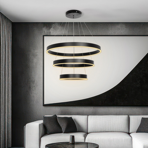 kelvo® VENOM KLV-101-0199 Κρεμαστό Φωτιστικό Οροφής LED 120W 12000lm 120° AC 220-240V IP20 Ρυθμιζόμενο Λευκό CCT με Χειριστήριο από 2700K έως 6000K Dimmable - Lumileds SMD Chip - Μαύρο Ματ - Μ80 x Π80 x Υ80cm - 3 Χρόνια Εγγύηση