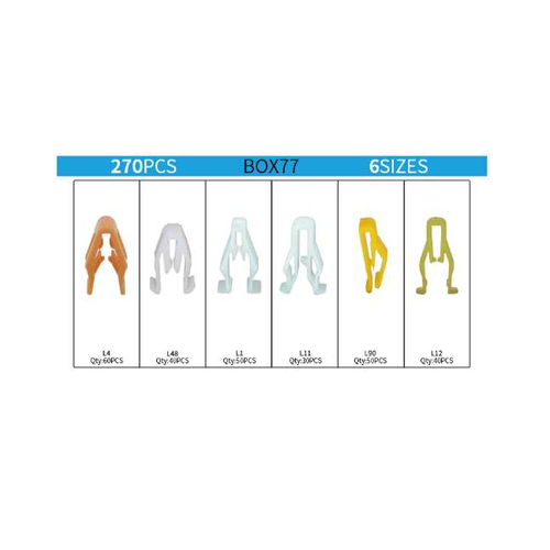 Σετ συνδετήρες αυτοκινήτου 6 τύπων - 1806202 - 270pcs - 180978