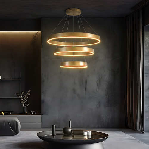 kelvo® VENOM KLV-101-0201 Κρεμαστό Φωτιστικό Οροφής LED 120W 12000lm 120° AC 220-240V IP20 Ρυθμιζόμενο Λευκό CCT με Χειριστήριο από 2700K έως 6000K Dimmable - Lumileds SMD Chip - Χρυσό Πλατίνα - Μ80 x Π80 x Υ80cm - 3 Χρόνια Εγγύηση