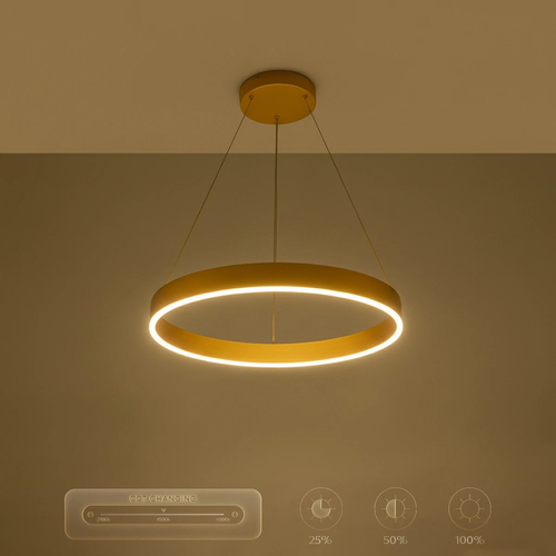 kelvo® VENOM KLV-101-0189 Κρεμαστό Φωτιστικό Οροφής LED 45W 4500lm 120° AC 220-240V IP20 Ρυθμιζόμενο Λευκό CCT με Χειριστήριο από 2700K έως 6000K Dimmable - Lumileds SMD Chip - Χρυσό Πλατίνα - Μ60 x Π60 x Υ6.5cm - 3 Χρόνια Εγγύηση