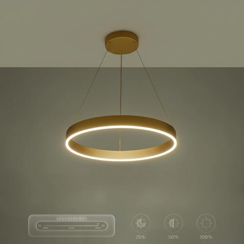 kelvo® VENOM KLV-101-0189 Κρεμαστό Φωτιστικό Οροφής LED 45W 4500lm 120° AC 220-240V IP20 Ρυθμιζόμενο Λευκό CCT με Χειριστήριο από 2700K έως 6000K Dimmable - Lumileds SMD Chip - Χρυσό Πλατίνα - Μ60 x Π60 x Υ6.5cm - 3 Χρόνια Εγγύηση