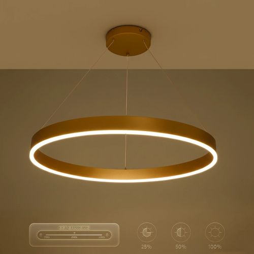 kelvo® VENOM KLV-101-0192 Κρεμαστό Φωτιστικό Οροφής LED 67W 6700lm 120° AC 220-240V IP20 Ρυθμιζόμενο Λευκό CCT με Χειριστήριο από 2700K έως 6000K Dimmable - Lumileds SMD Chip - Χρυσό Πλατίνα - Μ80 x Π80 x Υ6.5cm - 3 Χρόνια Εγγύηση