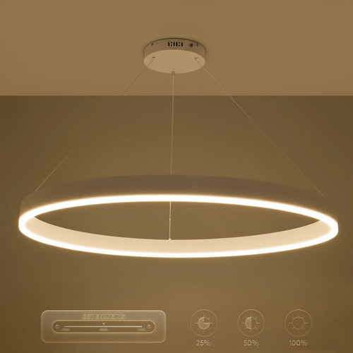 kelvo® VENOM KLV-101-0194 Κρεμαστό Φωτιστικό Οροφής LED 75W 7500lm 120° AC 220-240V IP20 Ρυθμιζόμενο Λευκό CCT με Χειριστήριο από 2700K έως 6000K Dimmable - Lumileds SMD Chip - Λευκό Ματ - Μ100 x Π100 x Υ6.5cm - 3 Χρόνια Εγγύηση