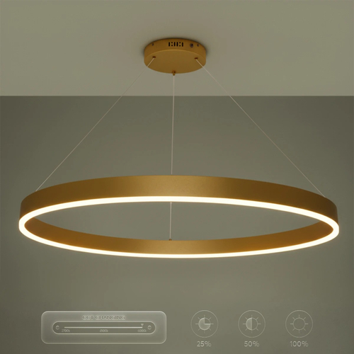 kelvo® VENOM KLV-101-0195 Κρεμαστό Φωτιστικό Οροφής LED 75W 7500lm 120° AC 220-240V IP20 Ρυθμιζόμενο Λευκό CCT με Χειριστήριο από 2700K έως 6000K Dimmable - Lumileds SMD Chip - Χρυσό Πλατίνα - Μ100 x Π100 x Υ6.5cm - 3 Χρόνια Εγγύηση