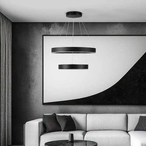 kelvo® VENOM KLV-101-0196 Κρεμαστό Φωτιστικό Οροφής LED 75W 7500lm 120° AC 220-240V IP20 Ρυθμιζόμενο Λευκό CCT με Χειριστήριο από 2700K έως 6000K Dimmable - Lumileds SMD Chip - Μαύρο Ματ - Μ60 x Π60 x Υ40cm - 3 Χρόνια Εγγύηση