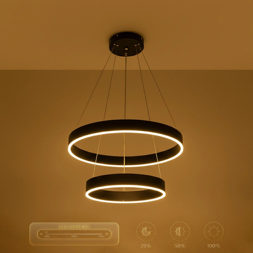 kelvo® VENOM KLV-101-0196 Κρεμαστό Φωτιστικό Οροφής LED 75W 7500lm 120° AC 220-240V IP20 Ρυθμιζόμενο Λευκό CCT με Χειριστήριο από 2700K έως 6000K Dimmable - Lumileds SMD Chip - Μαύρο Ματ - Μ60 x Π60 x Υ40cm - 3 Χρόνια Εγγύηση