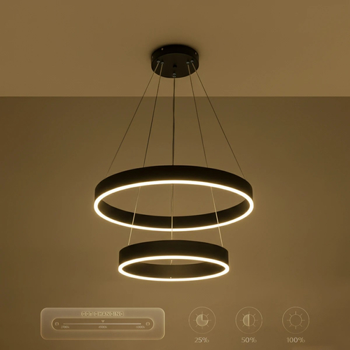 kelvo® VENOM KLV-101-0196 Κρεμαστό Φωτιστικό Οροφής LED 75W 7500lm 120° AC 220-240V IP20 Ρυθμιζόμενο Λευκό CCT με Χειριστήριο από 2700K έως 6000K Dimmable - Lumileds SMD Chip - Μαύρο Ματ - Μ60 x Π60 x Υ40cm - 3 Χρόνια Εγγύηση