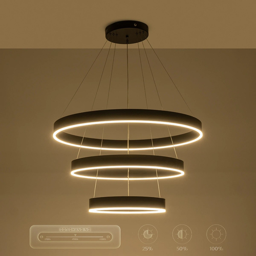 kelvo® VENOM KLV-101-0199 Κρεμαστό Φωτιστικό Οροφής LED 120W 12000lm 120° AC 220-240V IP20 Ρυθμιζόμενο Λευκό CCT με Χειριστήριο από 2700K έως 6000K Dimmable - Lumileds SMD Chip - Μαύρο Ματ - Μ80 x Π80 x Υ80cm - 3 Χρόνια Εγγύηση