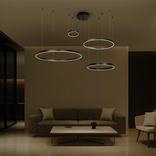 kelvo® VENOM KLV-101-0202 Κρεμαστό Φωτιστικό Οροφής LED 150W 15000lm 120° AC 220-240V IP20 Ρυθμιζόμενο Λευκό CCT με Χειριστήριο από 2700K έως 6000K Dimmable - Lumileds SMD Chip - Μαύρο Ματ - Μ150 x Π90 x Υ60cm - 3 Χρόνια Εγγύηση