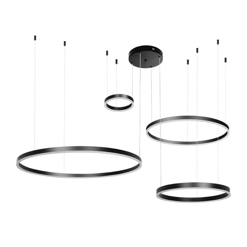 kelvo® VENOM KLV-101-0202 Κρεμαστό Φωτιστικό Οροφής LED 150W 15000lm 120° AC 220-240V IP20 Ρυθμιζόμενο Λευκό CCT με Χειριστήριο από 2700K έως 6000K Dimmable - Lumileds SMD Chip - Μαύρο Ματ - Μ150 x Π90 x Υ60cm - 3 Χρόνια Εγγύηση