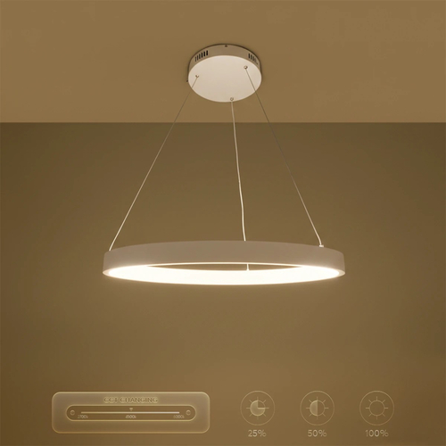 kelvo® NEMESIS KLV-101-0209 Κρεμαστό Φωτιστικό Οροφής LED 45W 4500lm 180° AC 220-240V IP20 Ρυθμιζόμενο Λευκό CCT με Χειριστήριο από 2700K έως 6000K Dimmable - Lumileds SMD Chip - Λευκό Ματ - Μ60 x Π60 x Υ4cm - 3 Χρόνια Εγγύηση