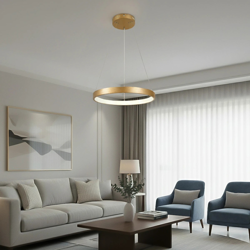 kelvo® NEMESIS KLV-101-0210 Κρεμαστό Φωτιστικό Οροφής LED 45W 4500lm 180° AC 220-240V IP20 Ρυθμιζόμενο Λευκό CCT με Χειριστήριο από 2700K έως 6000K Dimmable - Lumileds SMD Chip - Χρυσό Πλατίνα - Μ60 x Π60 x Υ4cm - 3 Χρόνια Εγγύηση