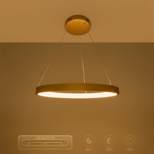 kelvo® NEMESIS KLV-101-0210 Κρεμαστό Φωτιστικό Οροφής LED 45W 4500lm 180° AC 220-240V IP20 Ρυθμιζόμενο Λευκό CCT με Χειριστήριο από 2700K έως 6000K Dimmable - Lumileds SMD Chip - Χρυσό Πλατίνα - Μ60 x Π60 x Υ4cm - 3 Χρόνια Εγγύηση