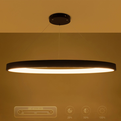 kelvo® NEMESIS KLV-101-0211 Κρεμαστό Φωτιστικό Οροφής LED 67W 6700lm 180° AC 220-240V IP20 Ρυθμιζόμενο Λευκό CCT με Χειριστήριο από 2700K έως 6000K Dimmable - Lumileds SMD Chip - Μαύρο Ματ - Μ80 x Π80 x Υ4cm - 3 Χρόνια Εγγύηση