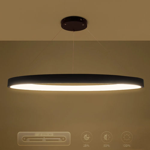 kelvo® NEMESIS KLV-101-0211 Κρεμαστό Φωτιστικό Οροφής LED 67W 6700lm 180° AC 220-240V IP20 Ρυθμιζόμενο Λευκό CCT με Χειριστήριο από 2700K έως 6000K Dimmable - Lumileds SMD Chip - Μαύρο Ματ - Μ80 x Π80 x Υ4cm - 3 Χρόνια Εγγύηση