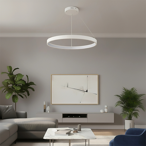 kelvo® NEMESIS KLV-101-0212 Κρεμαστό Φωτιστικό Οροφής LED 67W 6700lm 180° AC 220-240V IP20 Ρυθμιζόμενο Λευκό CCT με Χειριστήριο από 2700K έως 6000K Dimmable - Lumileds SMD Chip - Λευκό Ματ - Μ80 x Π80 x Υ4cm - 3 Χρόνια Εγγύηση