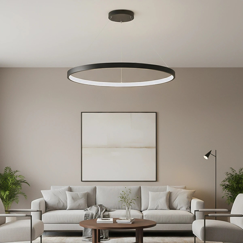 kelvo® NEMESIS KLV-101-0214 Κρεμαστό Φωτιστικό Οροφής LED 75W 7500lm 180° AC 220-240V IP20 Ρυθμιζόμενο Λευκό CCT με Χειριστήριο από 2700K έως 6000K Dimmable - Lumileds SMD Chip - Μαύρο Ματ - Μ100 x Π100 x Υ4cm - 3 Χρόνια Εγγύηση