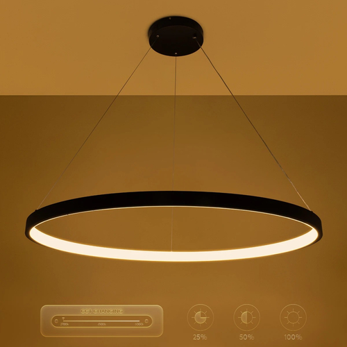 kelvo® NEMESIS KLV-101-0214 Κρεμαστό Φωτιστικό Οροφής LED 75W 7500lm 180° AC 220-240V IP20 Ρυθμιζόμενο Λευκό CCT με Χειριστήριο από 2700K έως 6000K Dimmable - Lumileds SMD Chip - Μαύρο Ματ - Μ100 x Π100 x Υ4cm - 3 Χρόνια Εγγύηση