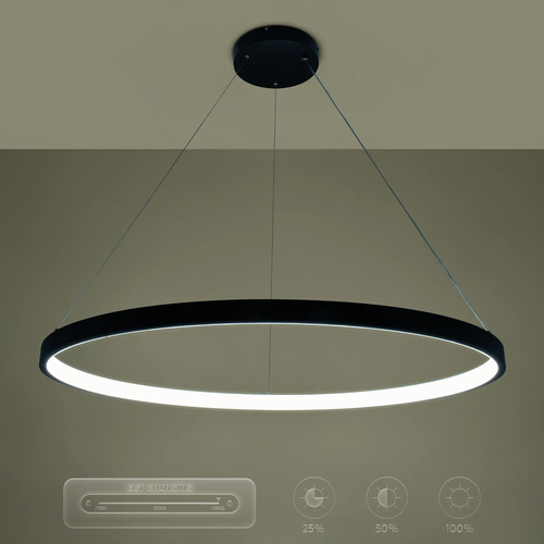 kelvo® NEMESIS KLV-101-0214 Κρεμαστό Φωτιστικό Οροφής LED 75W 7500lm 180° AC 220-240V IP20 Ρυθμιζόμενο Λευκό CCT με Χειριστήριο από 2700K έως 6000K Dimmable - Lumileds SMD Chip - Μαύρο Ματ - Μ100 x Π100 x Υ4cm - 3 Χρόνια Εγγύηση