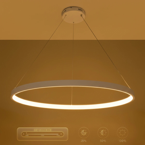 kelvo® NEMESIS KLV-101-0215 Κρεμαστό Φωτιστικό Οροφής LED 75W 7500lm 180° AC 220-240V IP20 Ρυθμιζόμενο Λευκό CCT με Χειριστήριο από 2700K έως 6000K Dimmable - Lumileds SMD Chip - Λευκό Ματ - Μ100 x Π100 x Υ4cm - 3 Χρόνια Εγγύηση