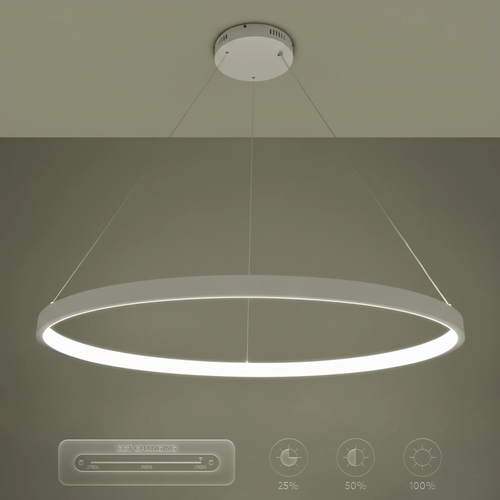 kelvo® NEMESIS KLV-101-0215 Κρεμαστό Φωτιστικό Οροφής LED 75W 7500lm 180° AC 220-240V IP20 Ρυθμιζόμενο Λευκό CCT με Χειριστήριο από 2700K έως 6000K Dimmable - Lumileds SMD Chip - Λευκό Ματ - Μ100 x Π100 x Υ4cm - 3 Χρόνια Εγγύηση