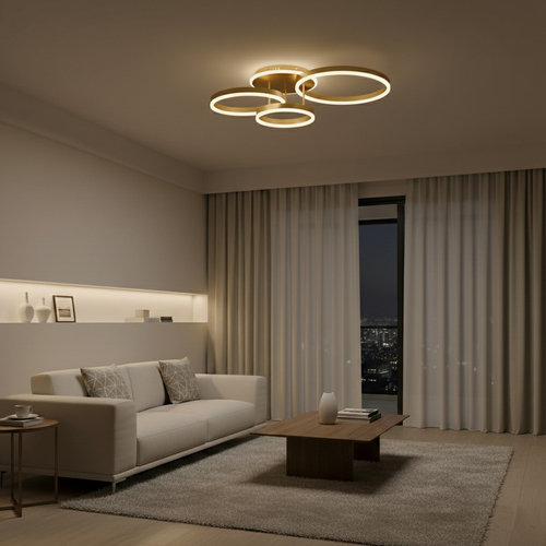 kelvo® VENOM KLV-101-0186 Φωτιστικό Οροφής LED 100W 10000lm 360° AC 220-240V IP20 Ρυθμιζόμενο Λευκό CCT με Χειριστήριο από 2700K έως 6000K Dimmable - Lumileds SMD Chip - Χρυσό Πλατίνα - Μ70 x Π40 x Υ16cm - 3 Χρόνια Εγγύηση