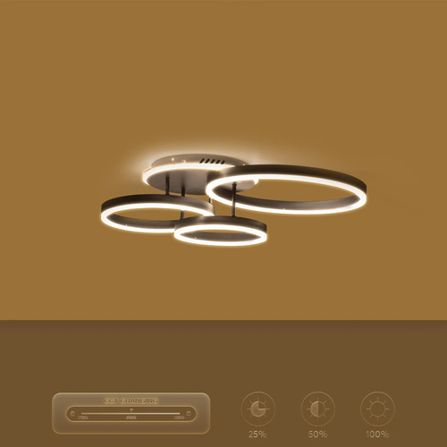 kelvo® VENOM KLV-101-0184 Φωτιστικό Οροφής LED 100W 10000lm 360° AC 220-240V IP20 Ρυθμιζόμενο Λευκό CCT με Χειριστήριο από 2700K έως 6000K Dimmable - Lumileds SMD Chip - Μαύρο Ματ - Μ70 x Π40 x Υ16cm - 3 Χρόνια Εγγύηση