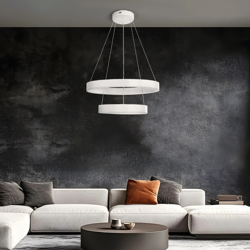 kelvo® VENOM KLV-101-0197 Κρεμαστό Φωτιστικό Οροφής LED 75W 7500lm 120° AC 220-240V IP20 Ρυθμιζόμενο Λευκό CCT με Χειριστήριο από 2700K έως 6000K Dimmable - Lumileds SMD Chip - Λευκό Ματ - Μ60 x Π60 x Υ40cm - 3 Χρόνια Εγγύηση