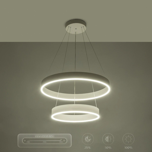 kelvo® VENOM KLV-101-0197 Κρεμαστό Φωτιστικό Οροφής LED 75W 7500lm 120° AC 220-240V IP20 Ρυθμιζόμενο Λευκό CCT με Χειριστήριο από 2700K έως 6000K Dimmable - Lumileds SMD Chip - Λευκό Ματ - Μ60 x Π60 x Υ40cm - 3 Χρόνια Εγγύηση